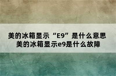 美的冰箱显示“E9”是什么意思 美的冰箱显示e9是什么故障